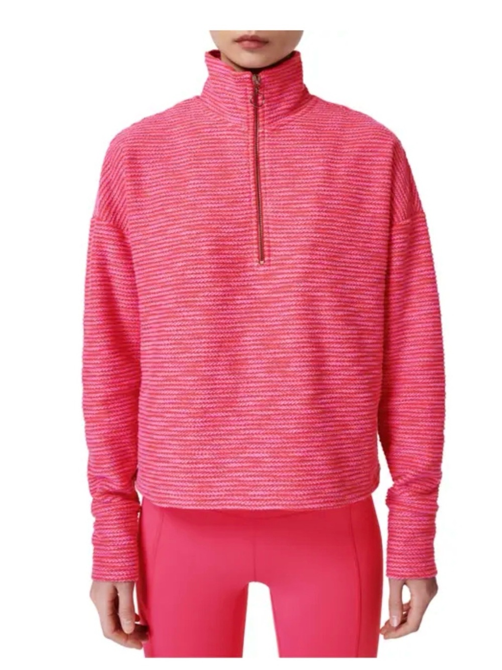 Sweaty Betty Pink Half-Zip Pullover Sweatshirt